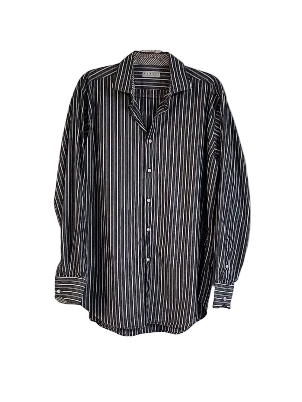 Jack Stone by Thomas Dean Men's Button-Down Long-Sleeved Gray Dress Shirt, Sz XL
